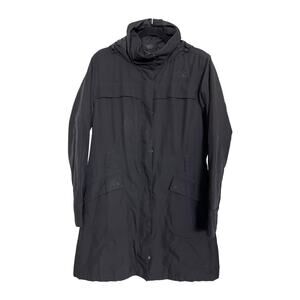 The North Face Black Hooded Trench Rain Coat Jacket Womens Medium Fair Condition